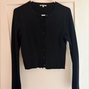 Reformation Black Ribbed Cardigan